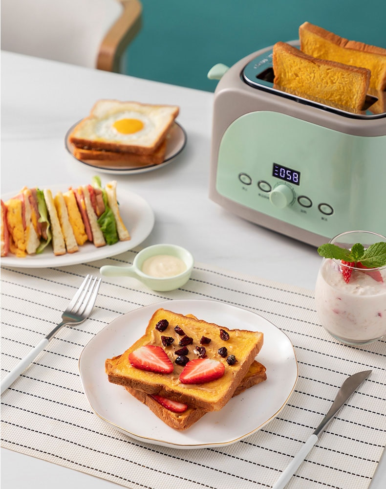 DMWD Digital Timer Electric Toaster Sandwich Maker Automatic Bread Toast Oven Breakfast Baking Machine 2 Slices Grill EU US Plug