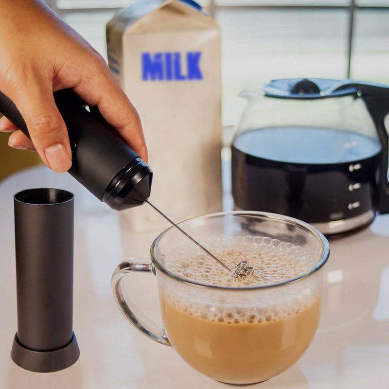 Hot TOD-Mini Handheld Milk Frother - Battery Operated Electric Foam Maker | Includes Kitchen Stand,Latte Hot Milk Eggbeater ,C