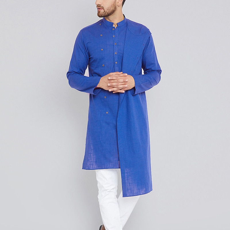 Men Muslim Long Shirt Cotton Long Sleeve Casual Solid Retro Men Shirt Vintage Irregular Shirts Pakistan Tops Men Indian Clothes
