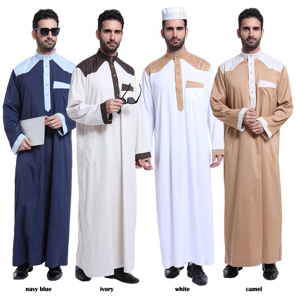 Muslim Mens Saudi Thobe Thawb Jubba Abaya Long Sleeve Robe Arabic Dishdasha Islamic Clothing Judah Jalabiya Dubai Galabeya New