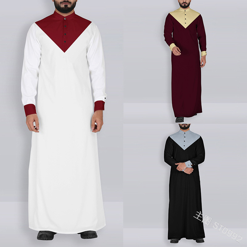 Kaftan Men Muslim Clothing Jubba Thobe Abaya Robe Dubai Saudi Arabia Dress Islamic Traditional Ramadan Kurta Long Sleeve T Shirt