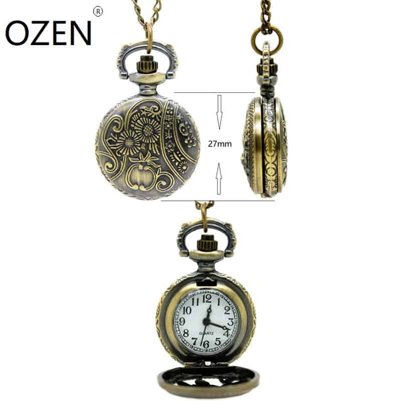 Wholesale Vintage Bronze Small mixed 12 designs Pocket Watch Necklace, Victorian style watch pendant.party free gift.