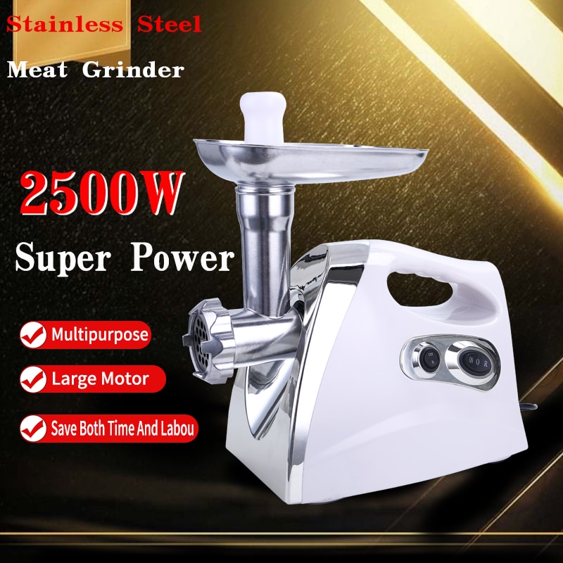 Stainless Steel Electric Meat Grinders Home Sausage Stuffer Meat Mincer Heavy Duty Household Mincer 2500W Powerful