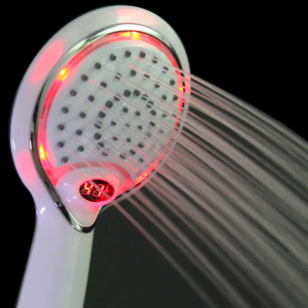 LCD Hand Shower, Led handheld Shower Head with Temperature Digital Display, 3 Colors Change Water Powered, led shower spray