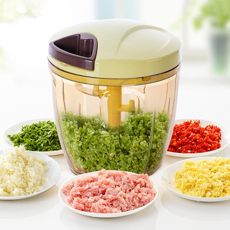 900ML Manual Meat Grinder Mincer Multifunction Food Processor for Meat Fruit Salsa Pepper Onion Nut Hand-Powered Chopper