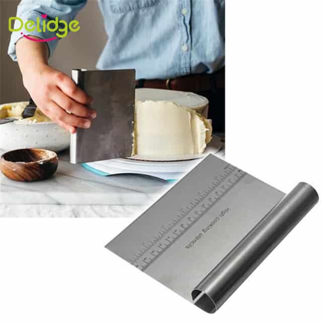 Delidge 1pc Stainless Steel Pizza Dough Scraper Cutter Baking Pastry Spatulas Fondant Cake Decoration Tools Kitchen Accessories