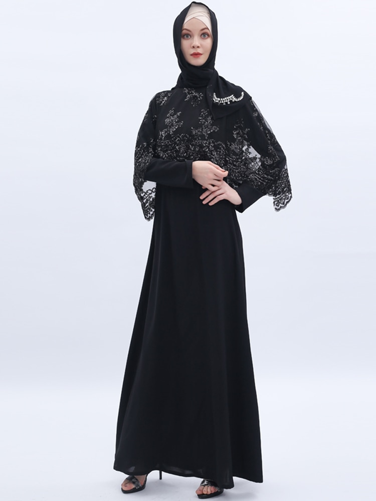 Lace Vestidos Abaya Dubai Turkey Islamic Arabic Muslim Dress Morocco Caftan Tesettur Elbise Sukienki Hijab Dresses Robe Longue