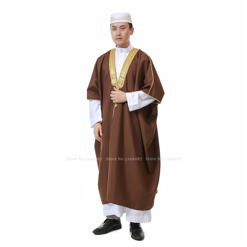 Muslim Dress Men Abaya Jubba Thobe Traditional Prayer Robe Islamic Clothing Set Dubai Arabic Pakistan Kaftan Blouse T-shirt Coat