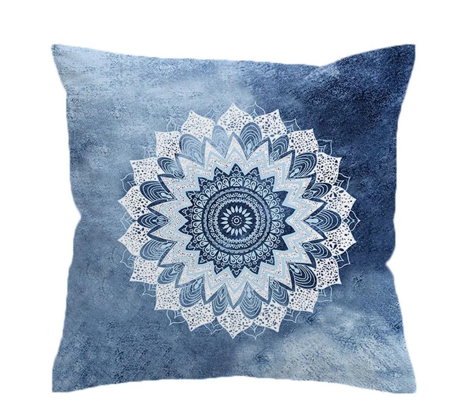 Vintage Cobalt Mandala Cushion Cover Hippie Gypsy 45x45 cm