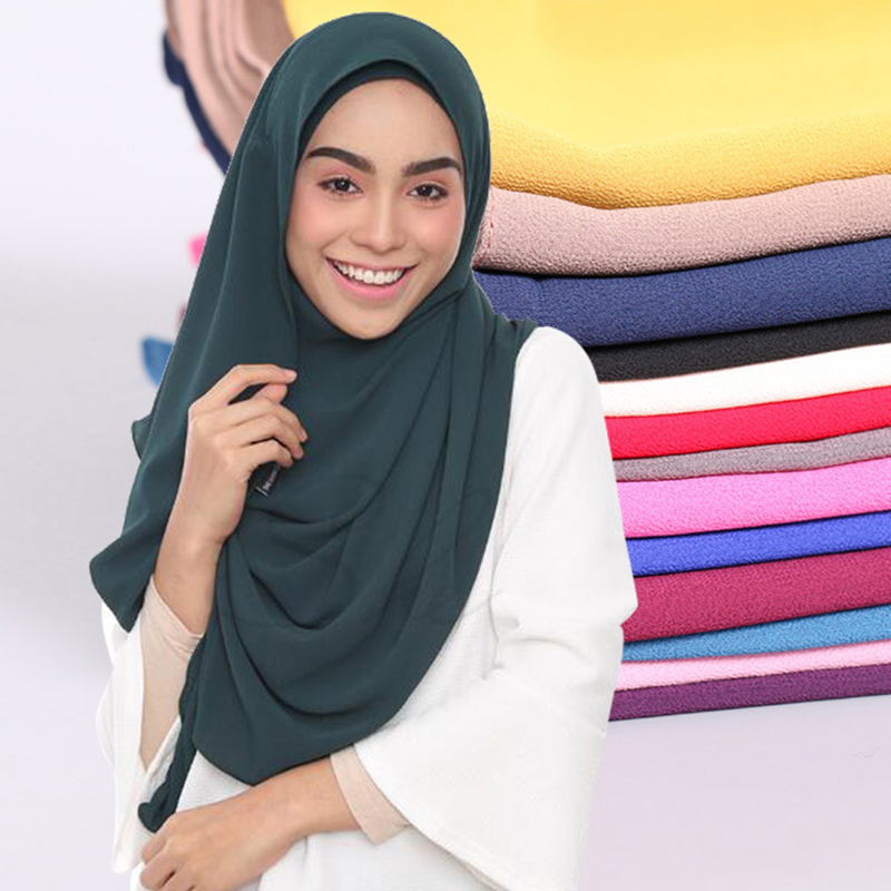 Double Loop chiffon hijab scarf foulard femme musulman shawls and wraps head scarves muslim headscarf malaysia hijab turban