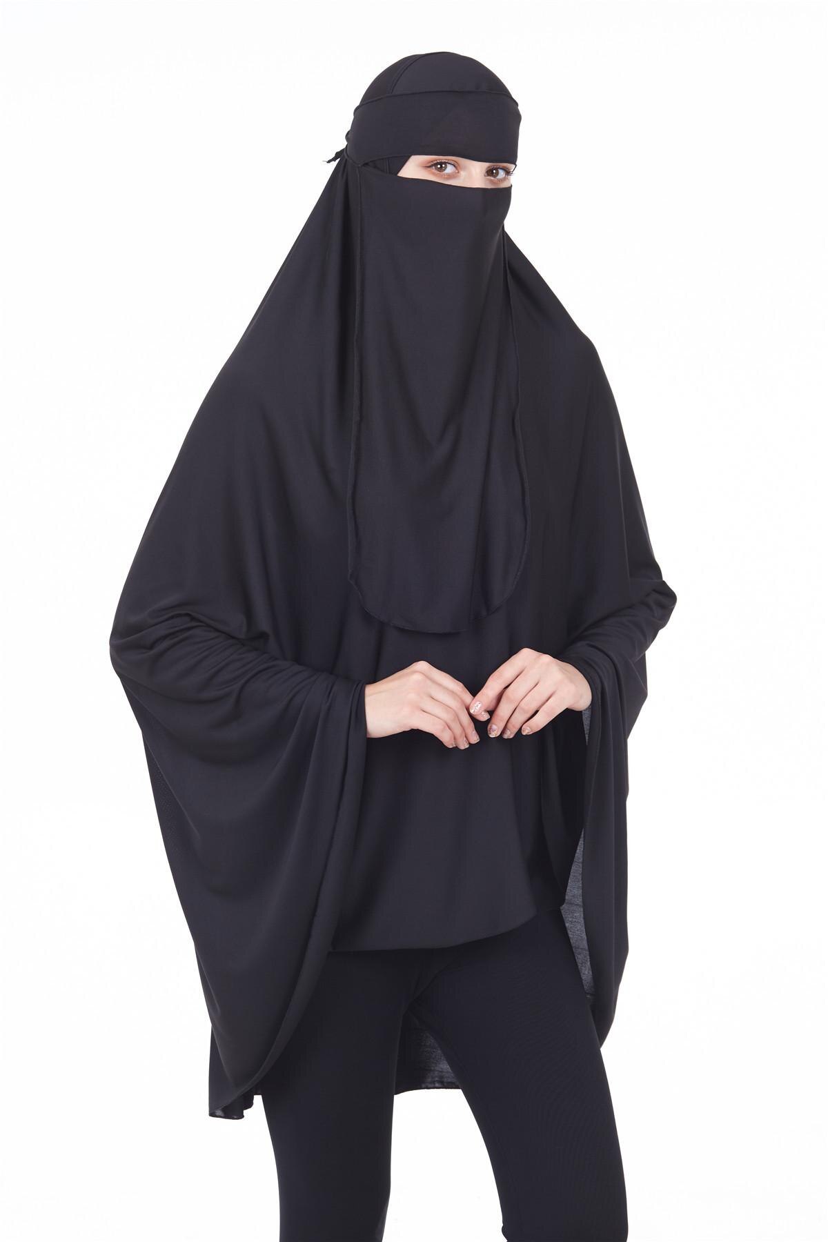 Niqab Long Khimar Hijab Veil Scarf Muslim Amira Prayer Abaya Islamic Overhead Arab 2PCS Prayer Garment +Veil Worship Service New