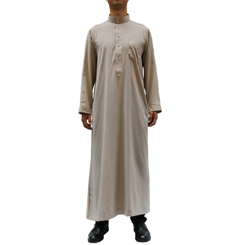 Adult Abaya Muslim Man Islamic Clothing Jubba Thobe Kurta Pakistan Evening Dress Arabic Traditional Ramadan Long Sleeve Robes
