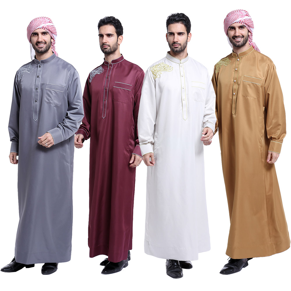 High quality Muslim Islamic Clothing for men Arabia Embroidery abaya plus size dubai Men's Kaftan long sleeves Jubba clothing