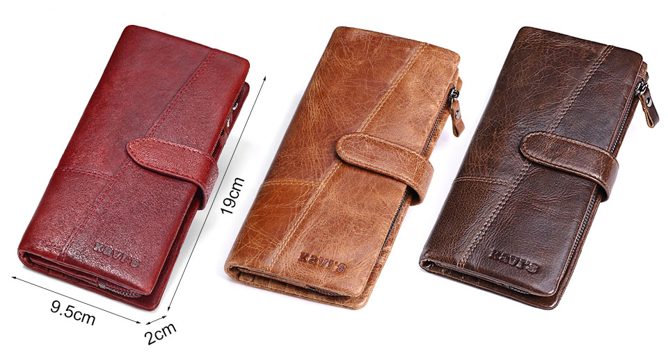 KAVIS Genuine Leather Women Wallet Female Long Clutch Lady Walet Wallet Rfid Luxury Brand Money Bag Magic Zipper Wallet
