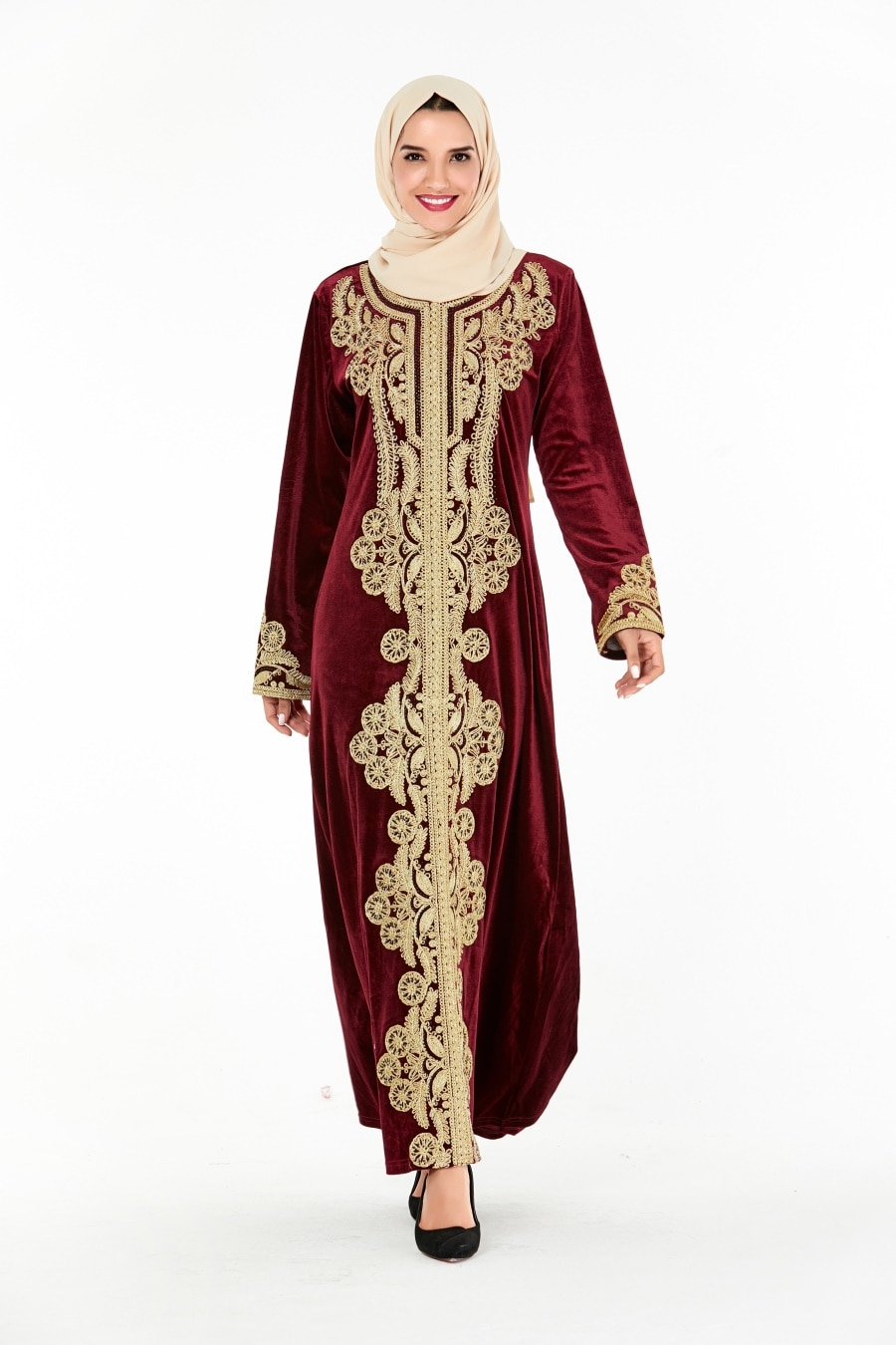 Siskakia Muslim Abaya Dress luxury Velvet Vintage Golden Embroidery Dubai Robes Turkey Moroccan Dresses Party Wears