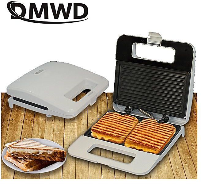 DMWD Electric Egg Sandwich Maker Mini Grilling Panini Baking Plates Toaster Multifunction Non-Stick waffle Breakfast Machine EU