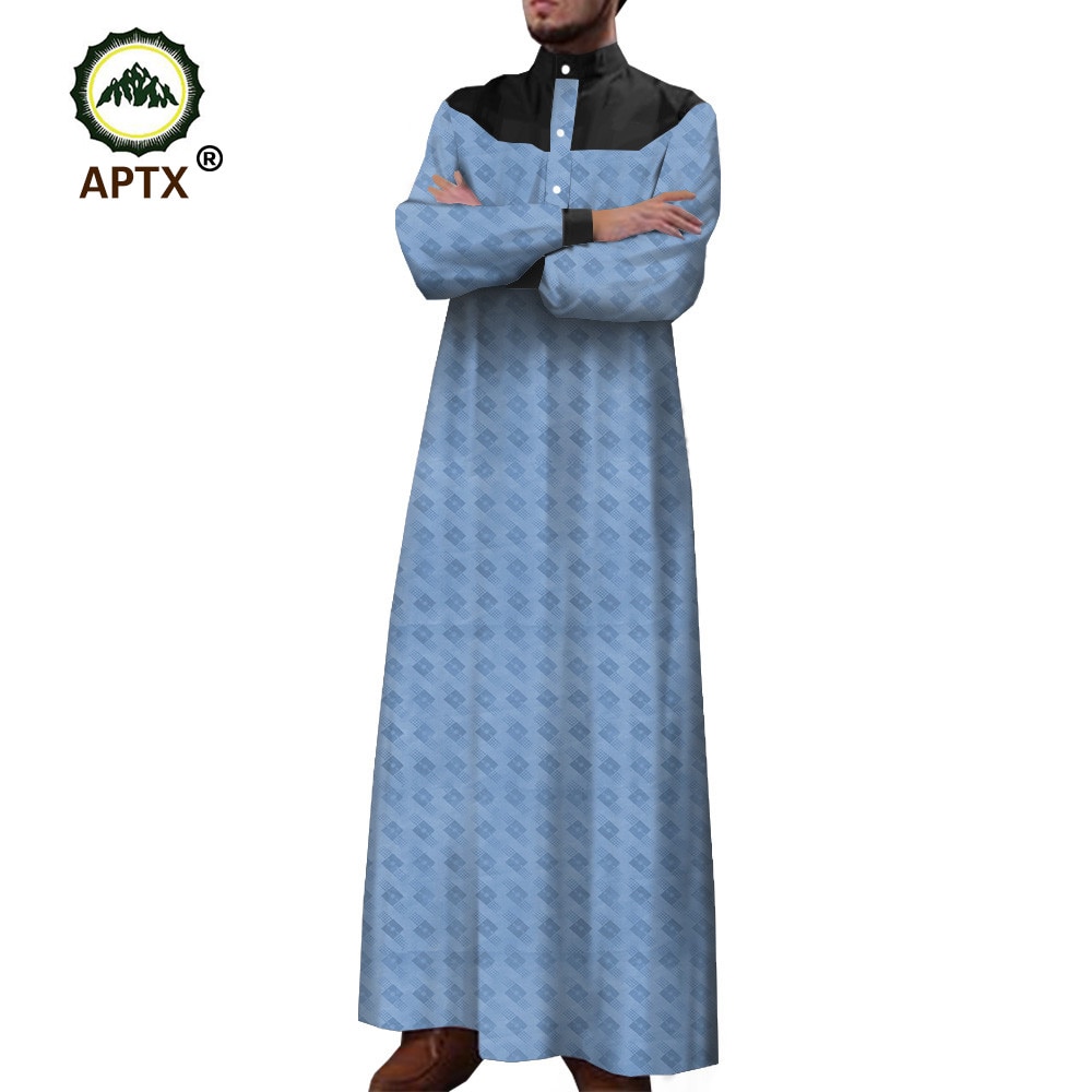 APTX Muslim Fashion Men's Jubba Thobe Tailor Made Men's Single Breasted Loose Casual Style Jubba Thobe T1914001