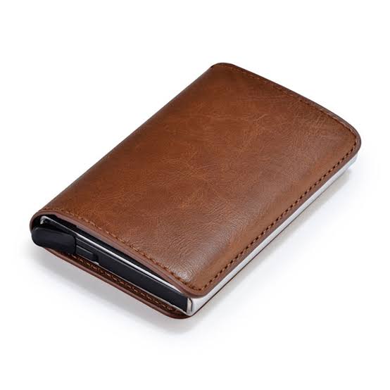 BISO GORO 2019 Business ID Credit Card Holder Men and Women Metal RFID Vintage Aluminum Box PU Leather Card Wallet note Carbon