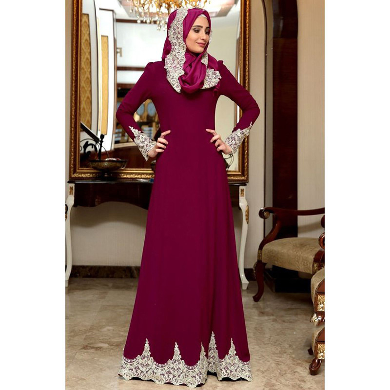 Vintage Muslim Dress Women Slim Fit Long Sleeve Maxi Hijab Dresses Islamic Clothing Big Swing A-line Abaya Dress Dubai Kimono