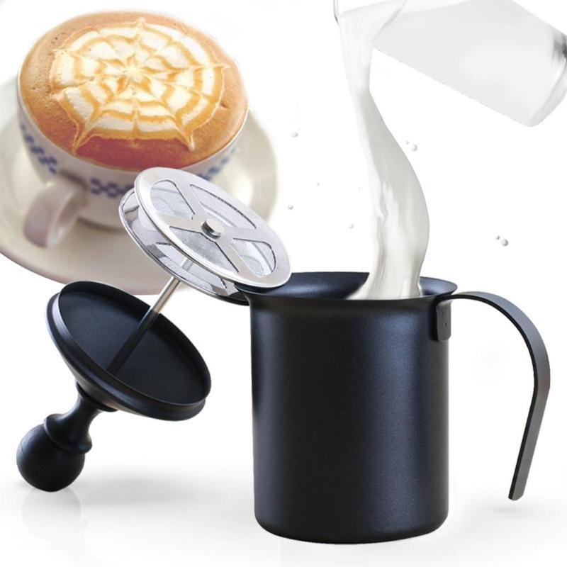 400ML Stainless Steel Milk Frother Double Layers Manual Milk Foam Mesh Coffee Creamer Mugs Milk Frother Cup