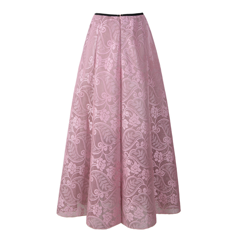 Neophil  Vintage Ladies Floral Lace Mesh Women Long Skirts Muslim Maxi 100cm High Waist Pleated Print Boho Longa Saia
