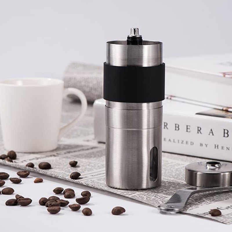 Large Size Manual Ceramic Coffee Grinder Stainless Steel Adjustable Coffee Bean Mill With Rubber Loop Ring Easy Clean Kitchen Tools