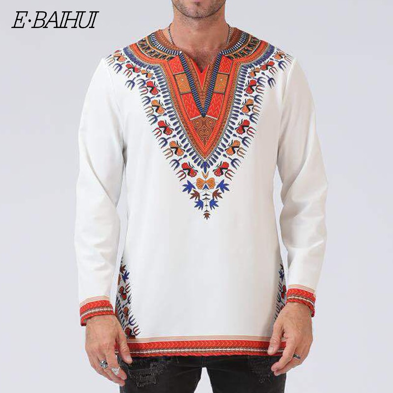 Muslim new Odeneho Wear Men's White Polished Cotton Top With Dashiki. African Clothing male Strange t shirt long t shirts 7045