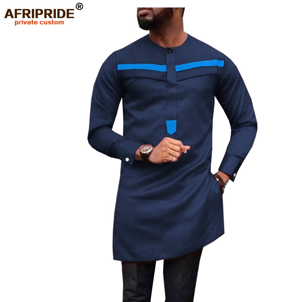 African Men Muslim Shirt Plus Size Dashiki Tops Ankara Blouse Long Sleeve Outwear Tribal Dress Shirts Slim Fit AFRIPRIDE A1912008