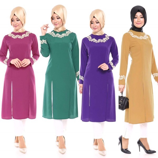 Fashion Lady Large Size Muslim Turkey Split The Fork Women's Shirt Dress Islamic Abaya Jilbab Middle East Maxi Dress New