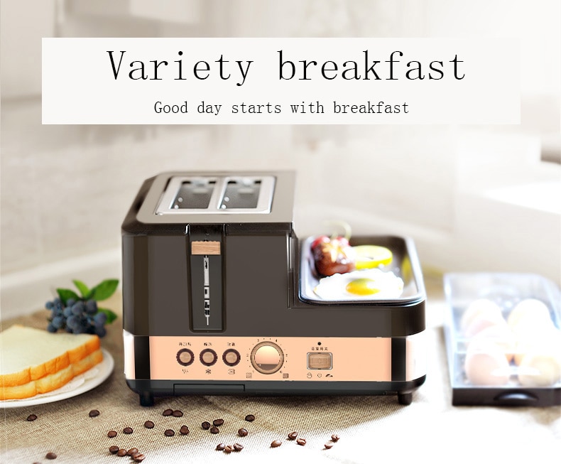 DMWD Multifunctional Electric Toaster Breakfast Machine Bread Baking 2 Slices Oven Egg Steamer sausage Omelette frying pan Grill