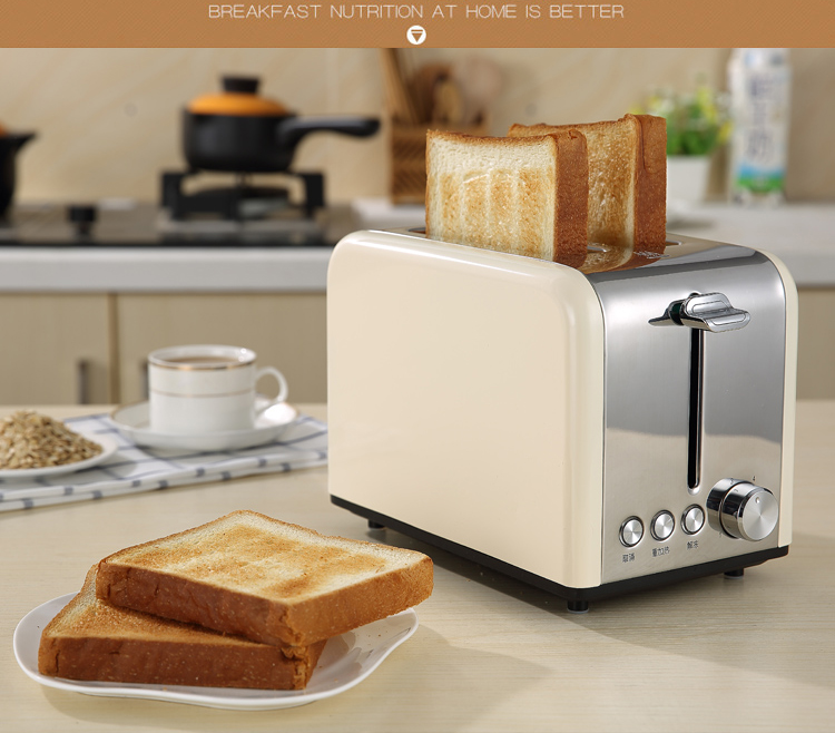 Stainless Steel Bread Maker Electric Toaster Cake Toast Sandwich Oven Grill 2 Slices Automatic Breakfast Baking Machine EU
