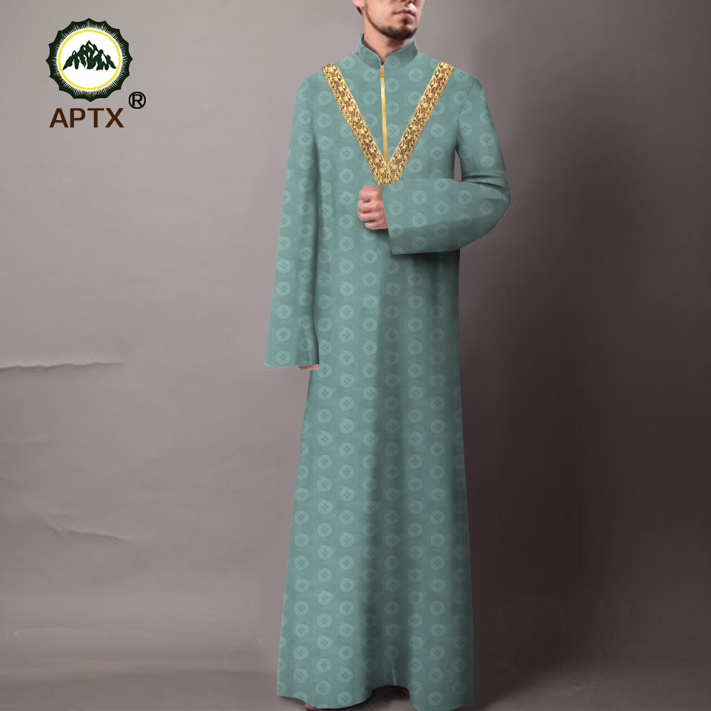 APTX jacquard Mens Jubba Thobe Muslim Robe Long Sleeve Saudi Arab Thobe Jubba Man Kaftan Middle East Islamic Clothing T1914003