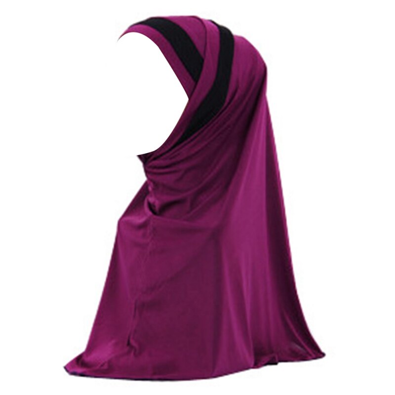 Women Muslim Hijab Islamic Jersey Turban Fashion Double Color Splicing Scarf Hijab Head Wrap Underscarf Cap Instant Head Scarf