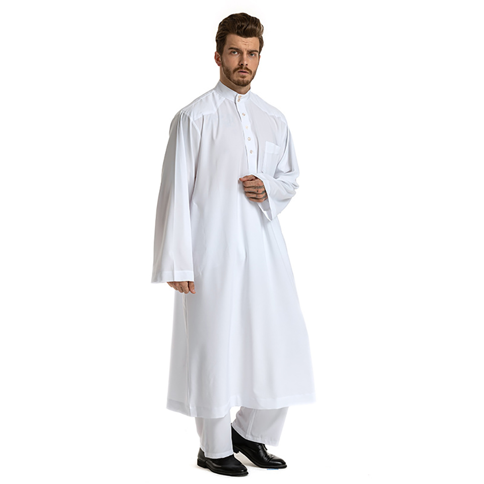 Clomplu Casual Muslim Sets Abaya Kaftan Arabic Islamic Muslim Clothing Men Novelty Long Sleeve Mens Clothing Yellow Gray White