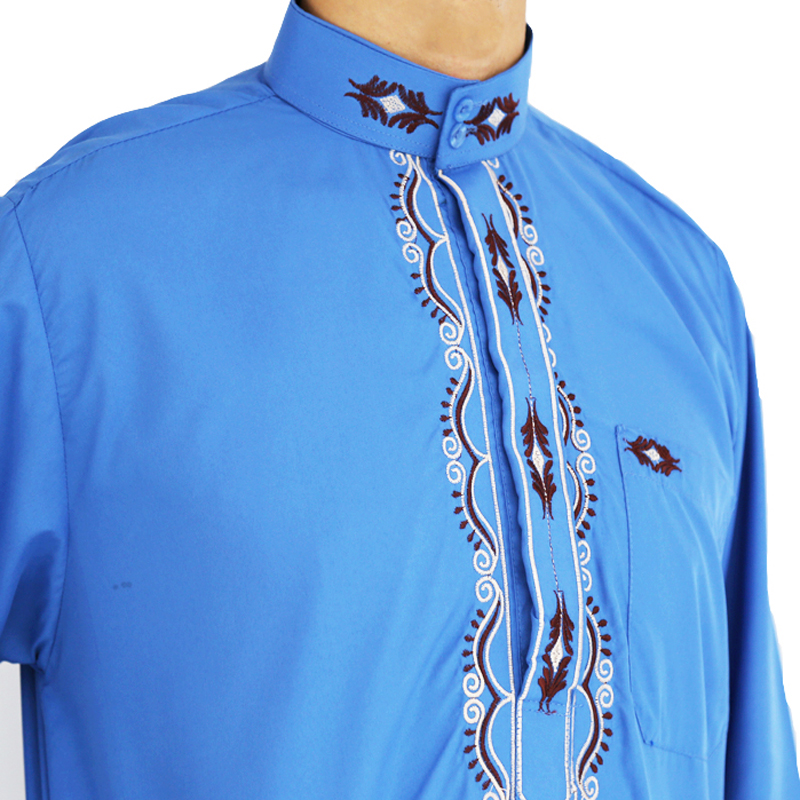 (Wholesale 12Pieces/lot) Top Pant Suit Muslim Men's Clothing Abaya Kaftan Kurta Embroidery Long Sleeve Muslim Dress Islamic Jubba Thobe (1lot/12pieces)