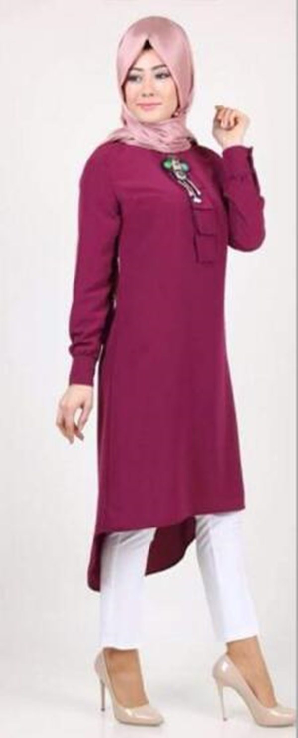 Fashion Women Lady Muslim Loose T shirt Top Dress Islamic Long Sleeve Bead Maxi Short Kaftan Abaya Arab Clothes