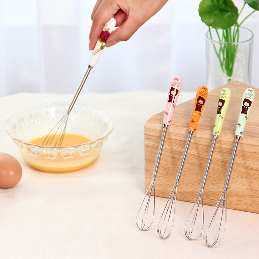 1 PC Newly Cute Cartoon Cake Milk Cream Egg Mixer Spiral Beater Ceramic Handle Whisk Stainless Steel Stirrer Egg Beaters #30
