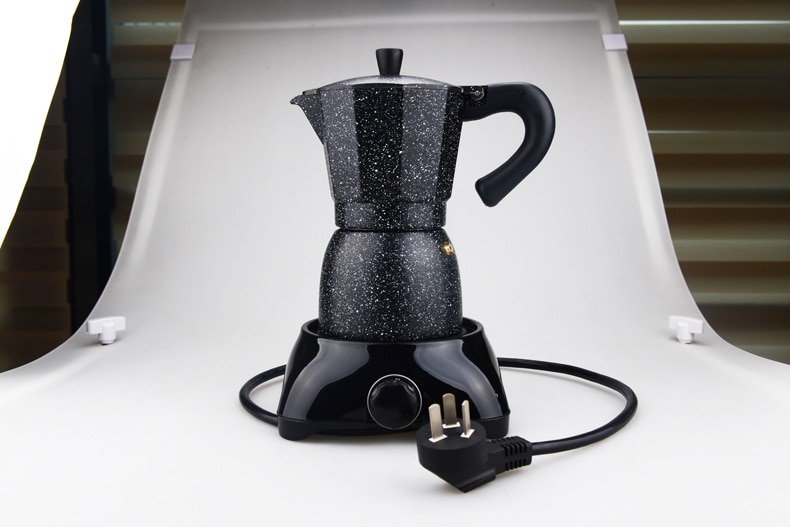 Black coffee Moka pot comes with electric stove gift box set aluminum coffee pot 240ml
