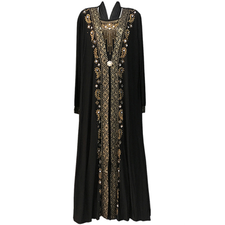 Free shipping Muslim black abaya islamic clothing for women embroidery rhinestone dubai kaftan robe dress turkish abaya