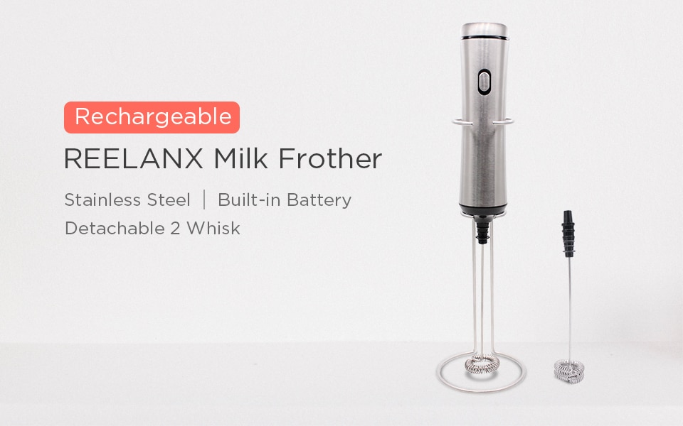 REELANX Electric Milk Frother Rechargeable Milk Foamer for Cappuccino Coffee Foam Egg Beater
