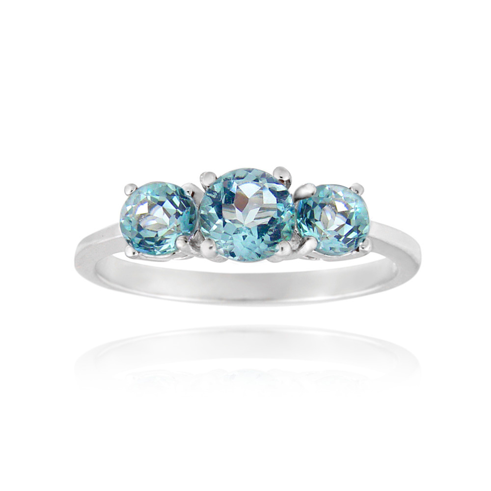 Sterling Silver Blue Topaz Triple Stone Ring Size 8 – Daily Accessories for Your Mighty Finger