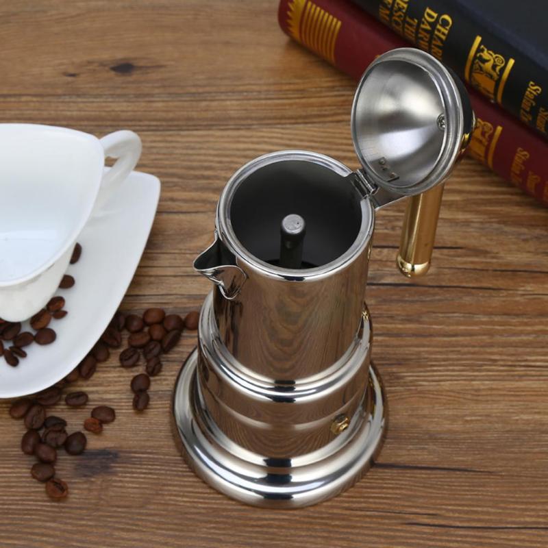200ml Stainless Steel Coffee Pot Moka Coffee Maker Teapot Mocha Stovetop Filter Percolator Cafetiere Percolator Pot