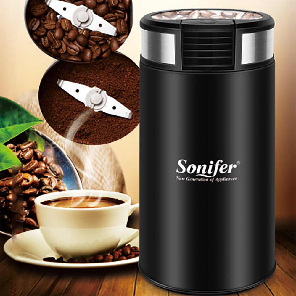 Mini Electric Coffee Grinder Maker Beans Mill Herbs Nuts Stainless Steel 220V Sonifer