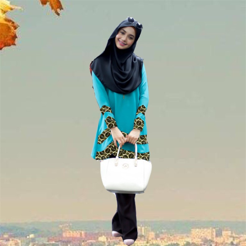 muslim women long shirt Dubai Turkish Ladies Clothing Women Arab Ladies Caftan Kaftan Malaysia Hooded shirt