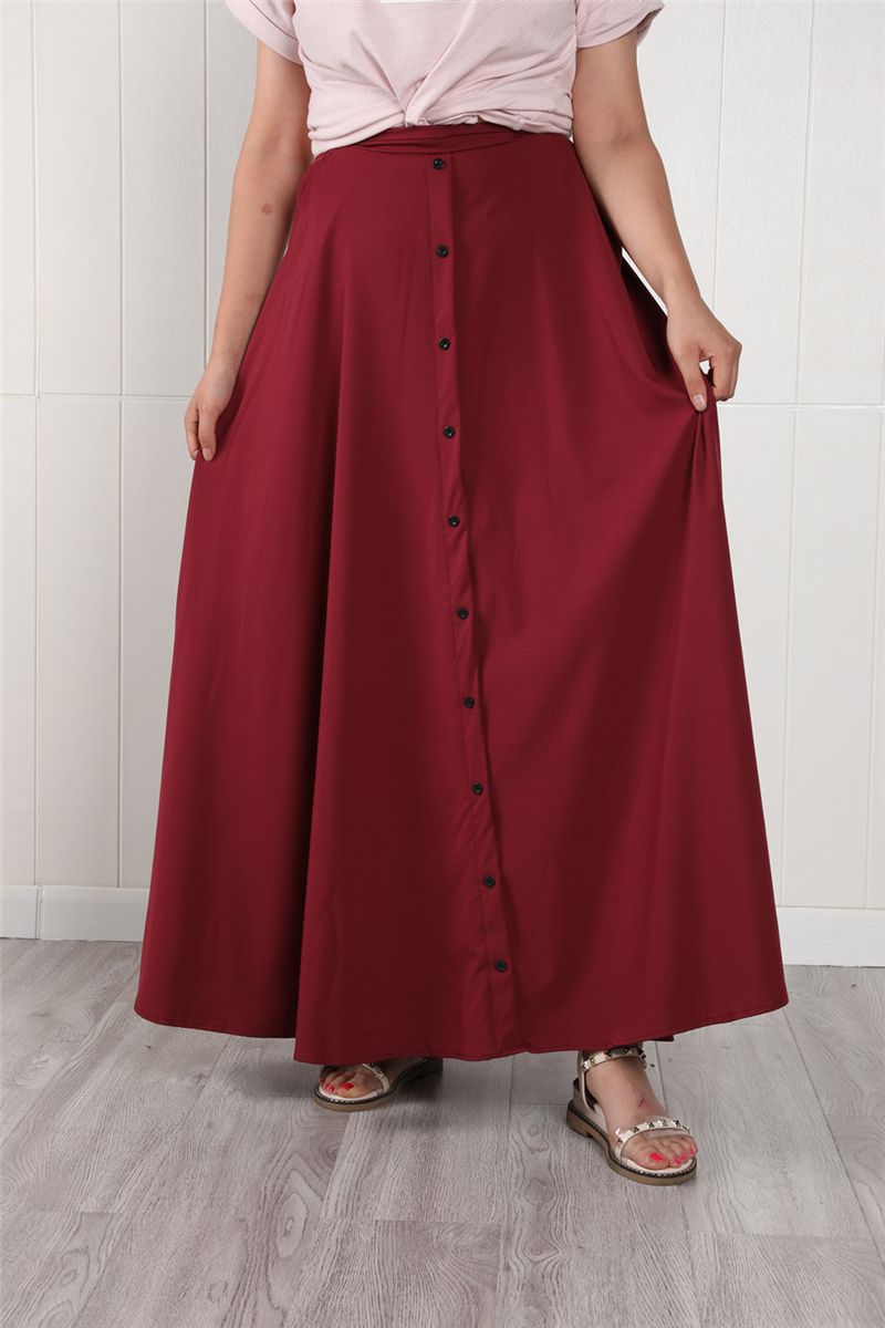 Muslim Elegant Skirt Islamic Dubai A-Line Pleated Turkish Solid Half Dress Hight Waist Big Swing Buttons Party Wear