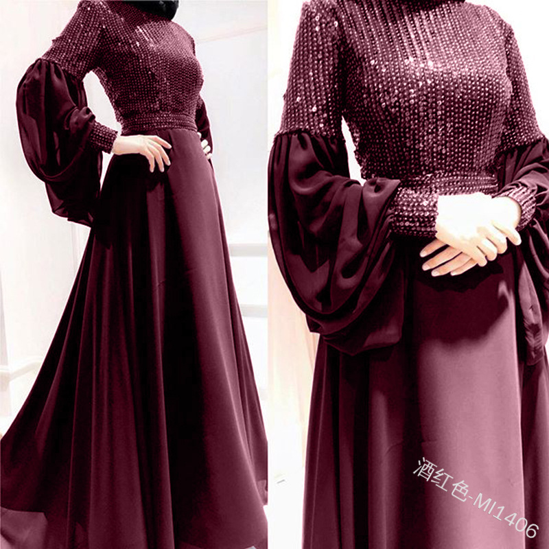 Muslim Dress Elegant Sequins Abaya Cardigan Kimono Long Robe Gowns Tunic Jubah Middle East Ramadan Arab Islamic Prayer Clothing