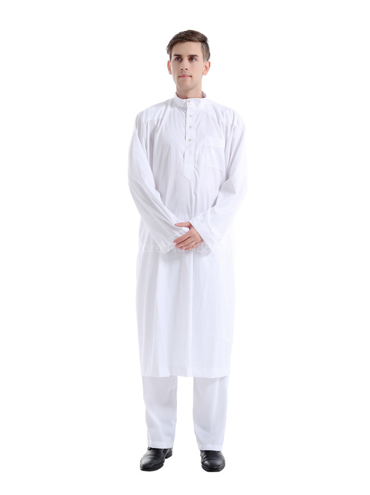 Islamic Clothing Men Muslim Robe Arab Thobe Ramadan Costumes Solid Arabic Pakistan Saudi Arabia Abaya Male Full Sleeve National