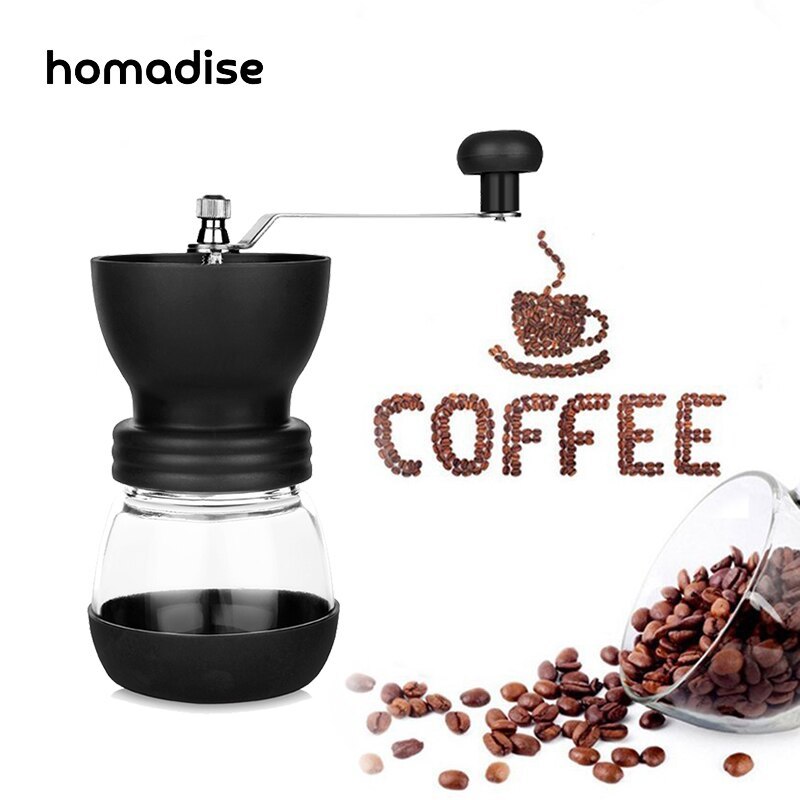 YRP Manual Ceramic Burr Coffee Bean Grinder with Fortified Glass Storage Jar Durable Cafe Bean Mill Coffee Maker Kitchen Tools