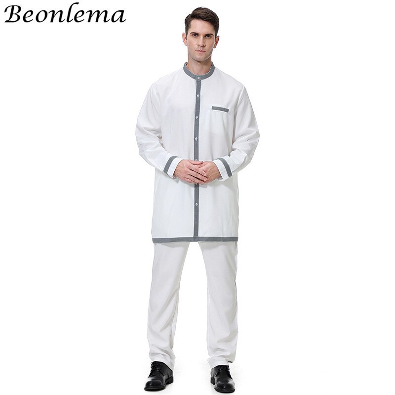 Beonlema Islamic Clothing Men Plain Casual Long Sleeve Suit For Musulman Hombre Saudi Arabia Kleding Heren Ropa Hombres S-3XL