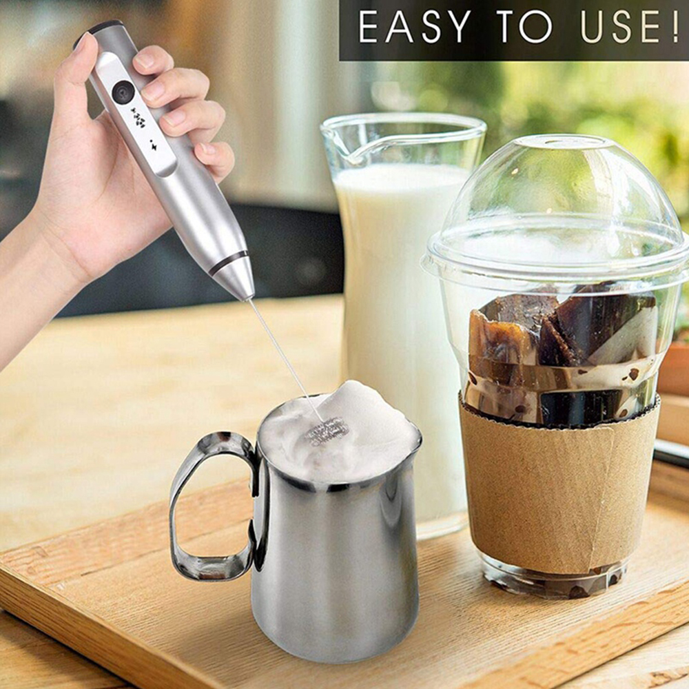 Electric Handheld Milk Frother Foamer Automatic Double Spring Whisk Head Coffee Milk Frother For Egg Tool Three Speeds